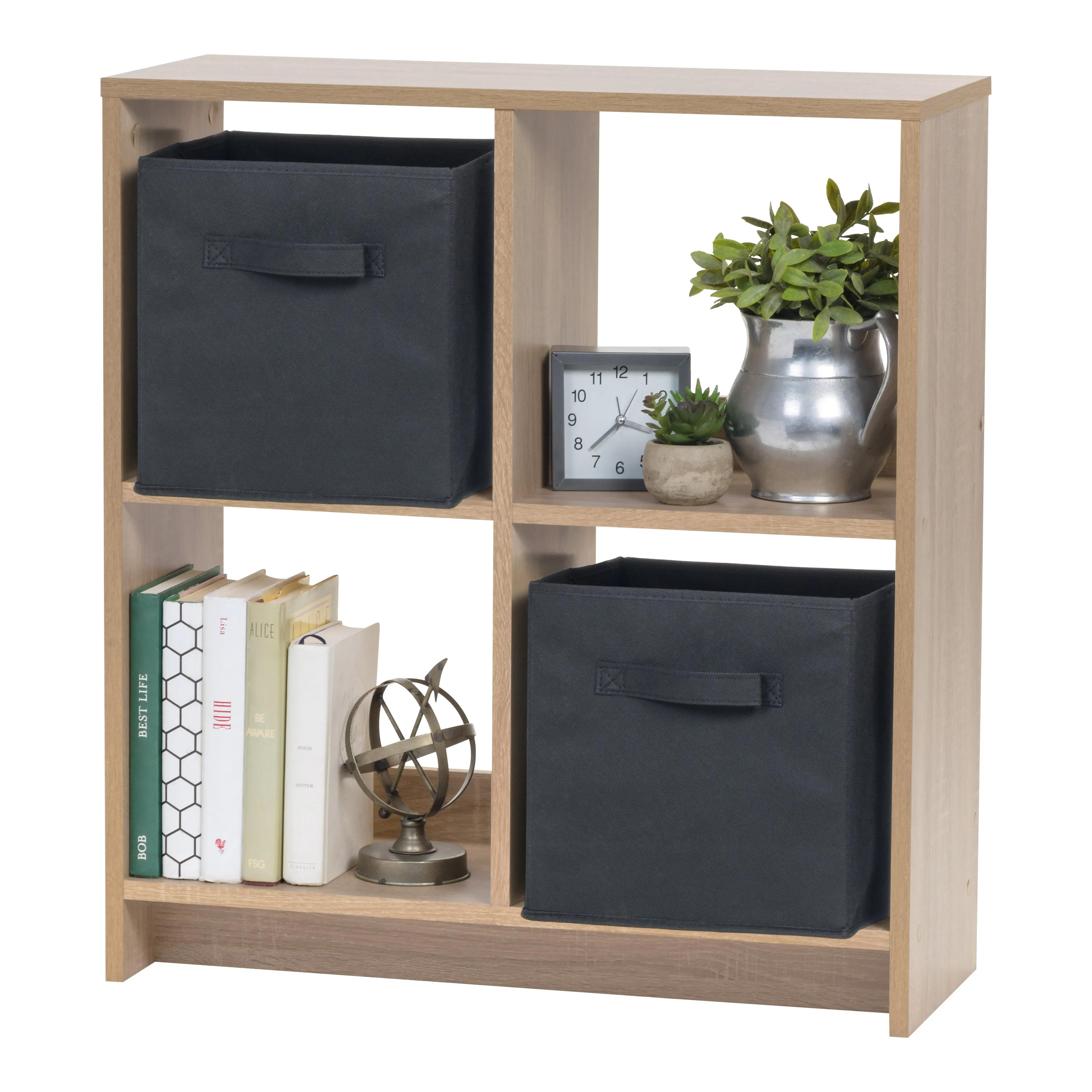 29.8 in. H x 27 in. W x 10 in. D Ash Brown Heavy-Duty Decorative 4 Cube  Organizer