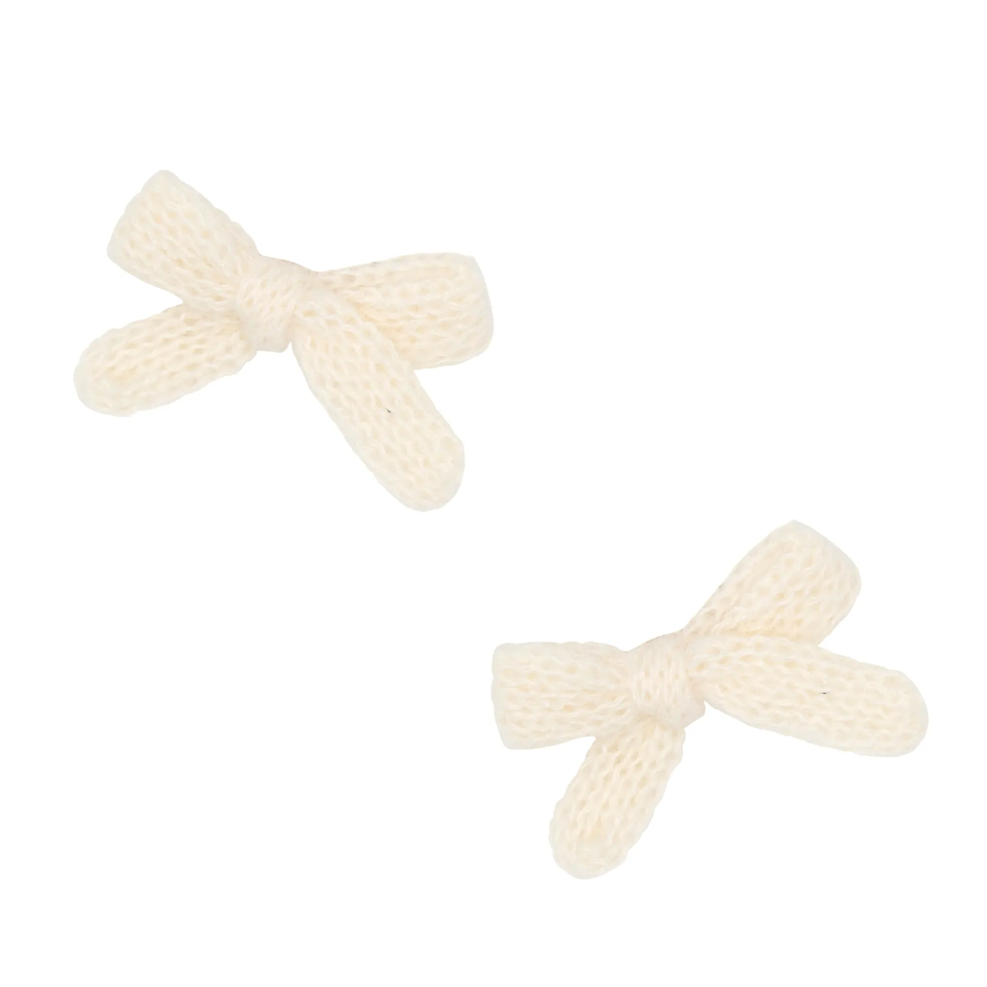 2PK NOVELTY CLIPS: mini knit bows oatmeal