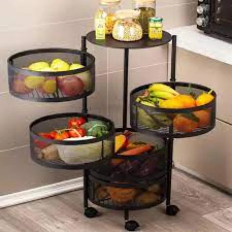 4 Tier Round Rotating Storage Trolley