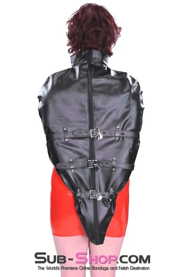 9016DL      Helpless Slave Satin Lined Locking Armbinder Bondage Top