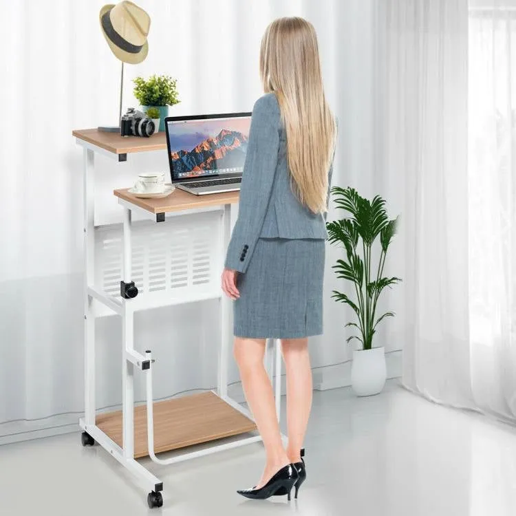 Adjustable Height Mobile Stand-Up Computer Desk