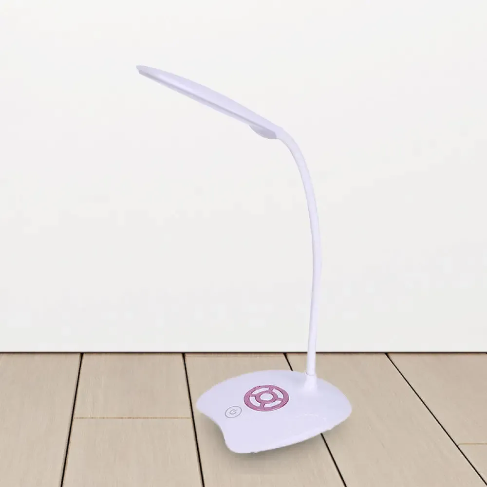 Adjustable Silicone Hose Desk Lamp with Touch Sensor, Modern LED Light for Study - Pink/Gold