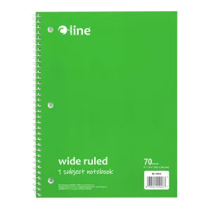 C-Line 1-Subject Notebook, Wide Ruled, Green, 70 Pages (CLI 22043)