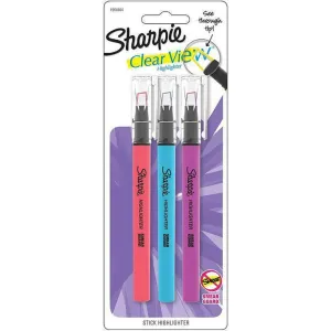 Clear View Stick Highlighters 3pcs Coral, Blue & Purple