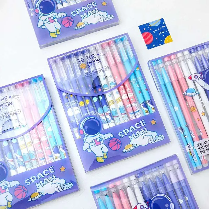 Cute printed gel pen multicolour pack of 12 pens