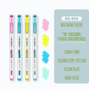 Dianshi NO SMEAR MACARON Color  Highlighter Set Refillable Highlighter Set Eco-Conscious Seven Series 4 Pen Set | Ds-834