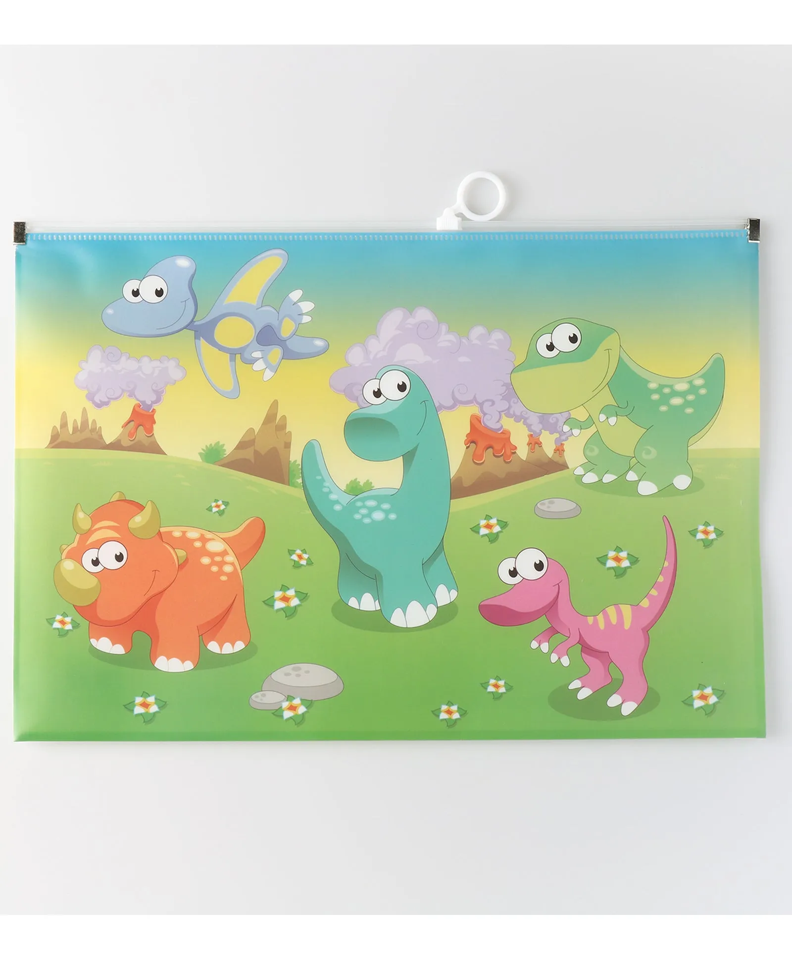 Dinosaur Design Printed Zipper Folder Pouch (Random Design) (1pc)