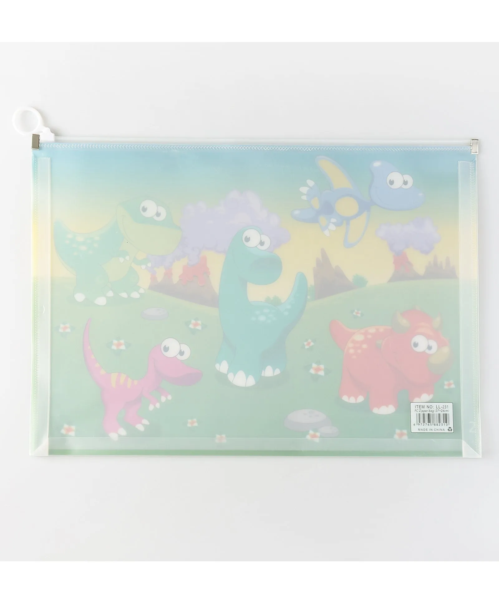 Dinosaur Design Printed Zipper Folder Pouch (Random Design) (1pc)