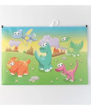 Dinosaur Design Printed Zipper Folder Pouch (Random Design) (1pc)