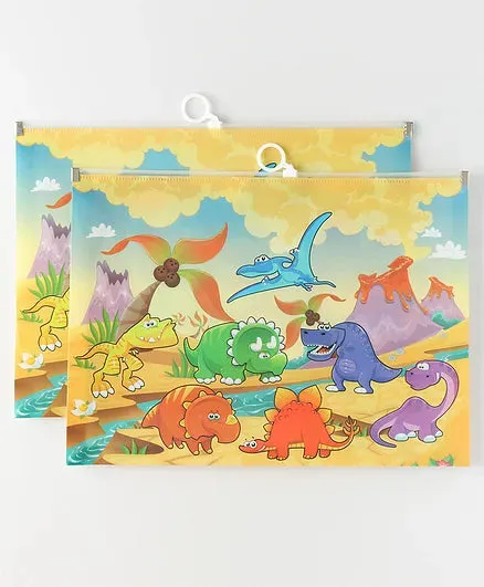 Dinosaur Design Printed Zipper Folder Pouch (Random Design) (1pc)