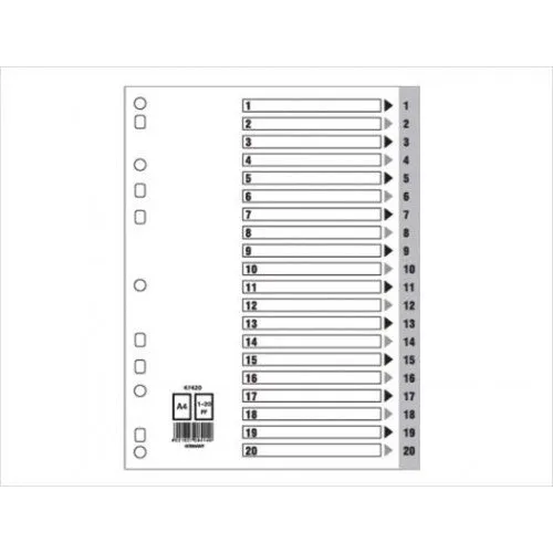 Divider(1- 20)Pvc A4 Gray