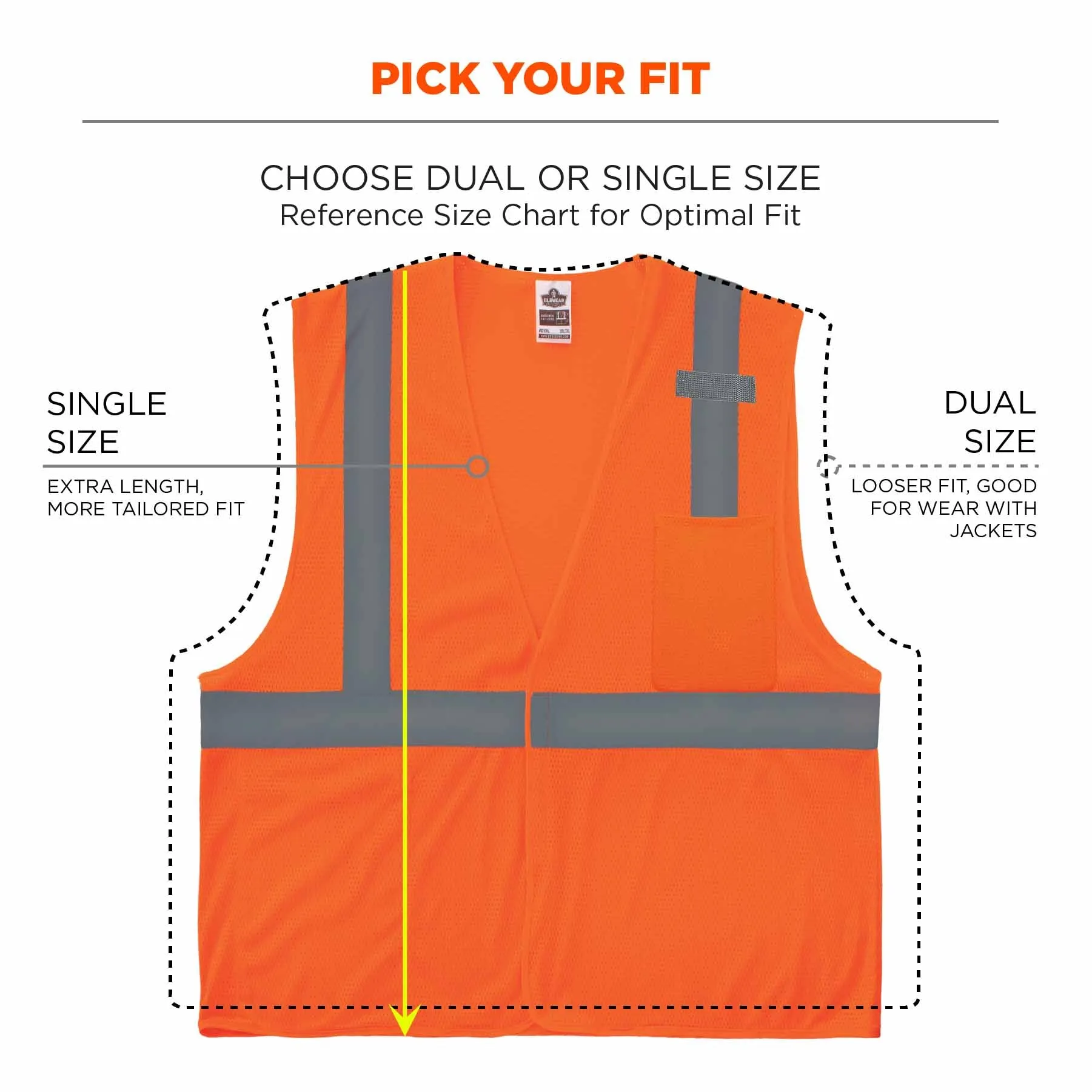 Ergodyne 21011 8210HL XS Orange Class 2 Economy Mesh Vest - H L