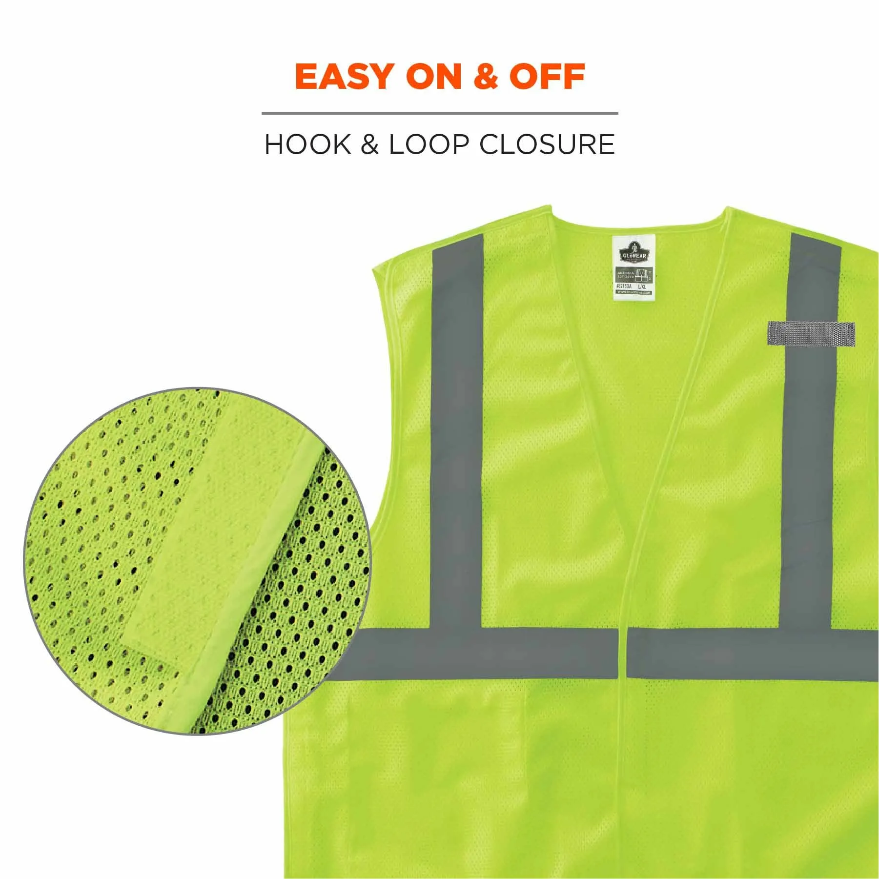 Ergodyne 24543 8215BA-S M Lime Class 2 Economy Breakaway Mesh Vest - Single Size