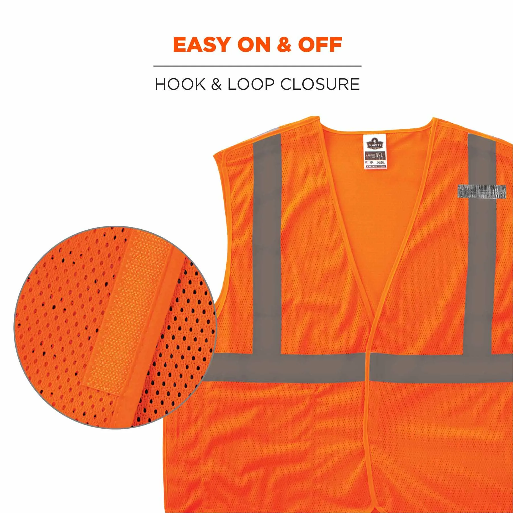 Ergodyne 24551 8215BA-S XS Orange Class 2 Economy Breakaway Mesh Vest - Single Size