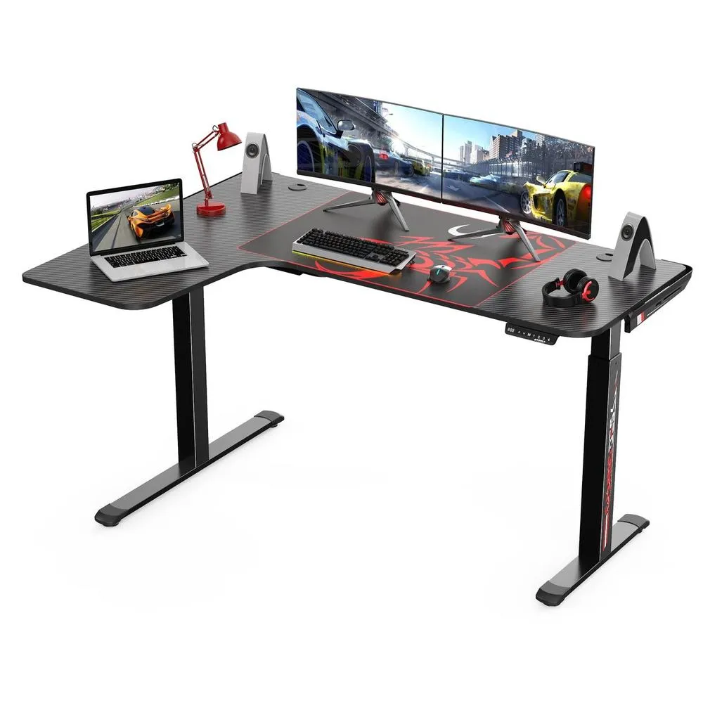 Eureka Ergonomic Standing Desk 61", Electric Height Adjustable L shaped Corner Desk Home, ERK-EGD-L60R-B-US.ERK-EGD-L60L-B-US