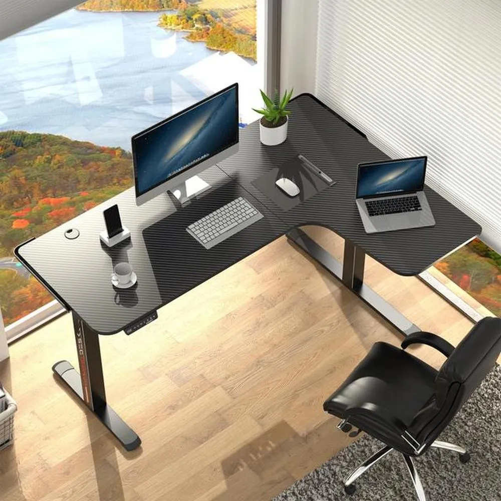 Eureka Ergonomic Standing Desk 61", Electric Height Adjustable L shaped Corner Desk Home, ERK-EGD-L60R-B-US.ERK-EGD-L60L-B-US