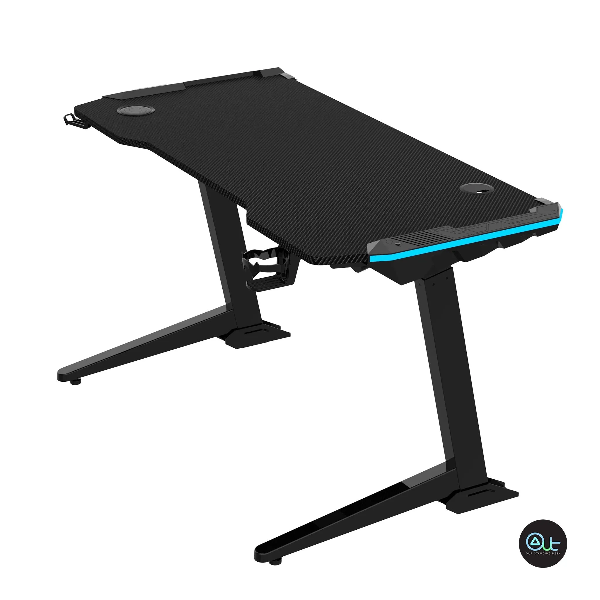 GAME-XL Gaming Standing Desk / 6 RGB LED Lighting / Carbon Filer Texture Surface / Build-in Advanced Control Panel