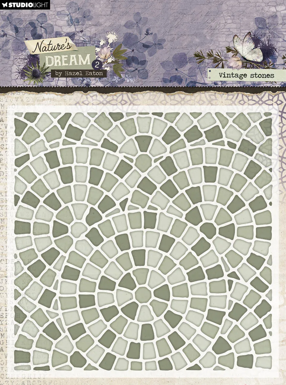 HE Embossing Folder Vintage Stones Nature's Dream 2 - 1 PC