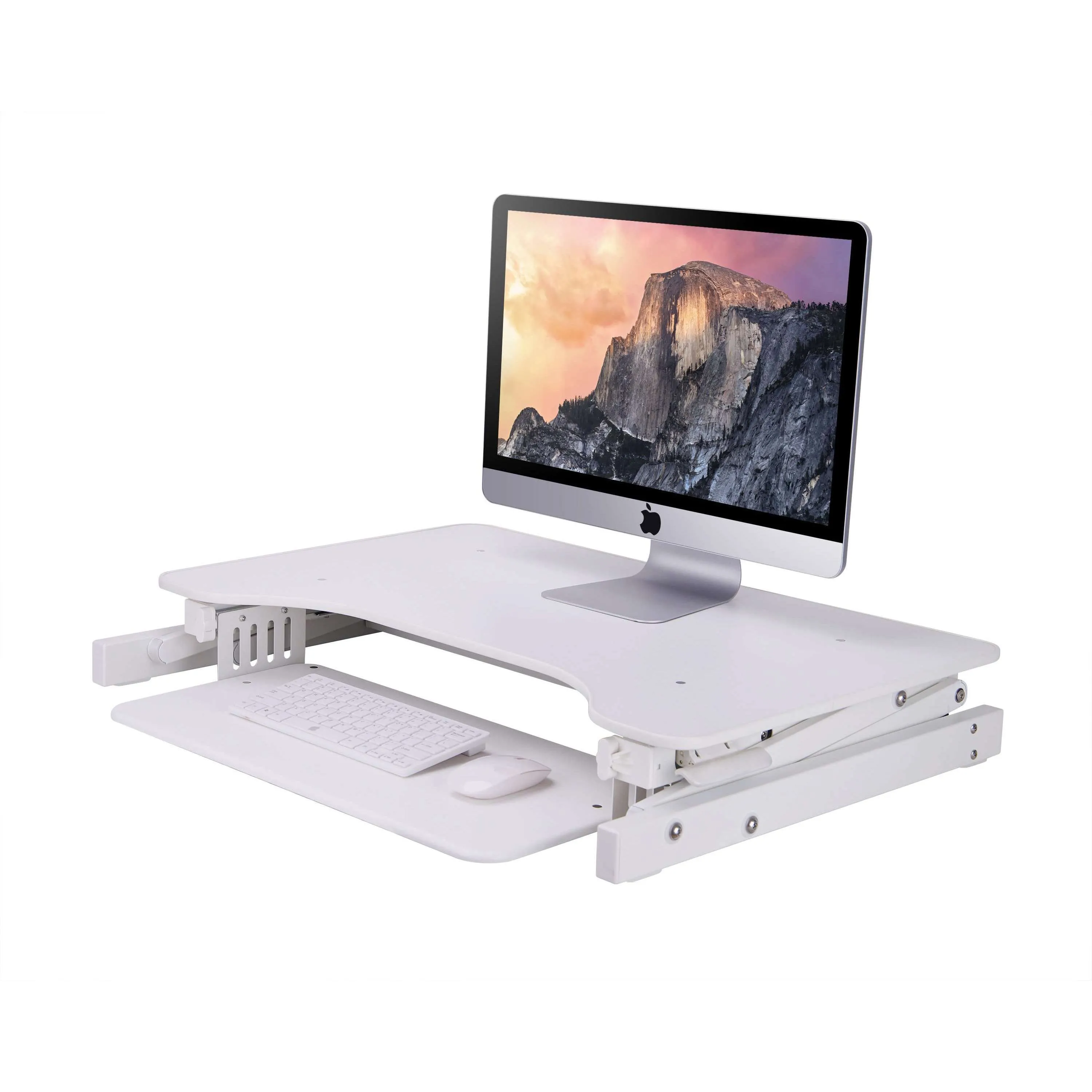 Lorell/Rocelco 32” Height-Adjustable  Dual-Monitor Standing Desk Converter, Gas Spring, Large Keyboard Tray, R ADRW/R ADRG/R ADRB