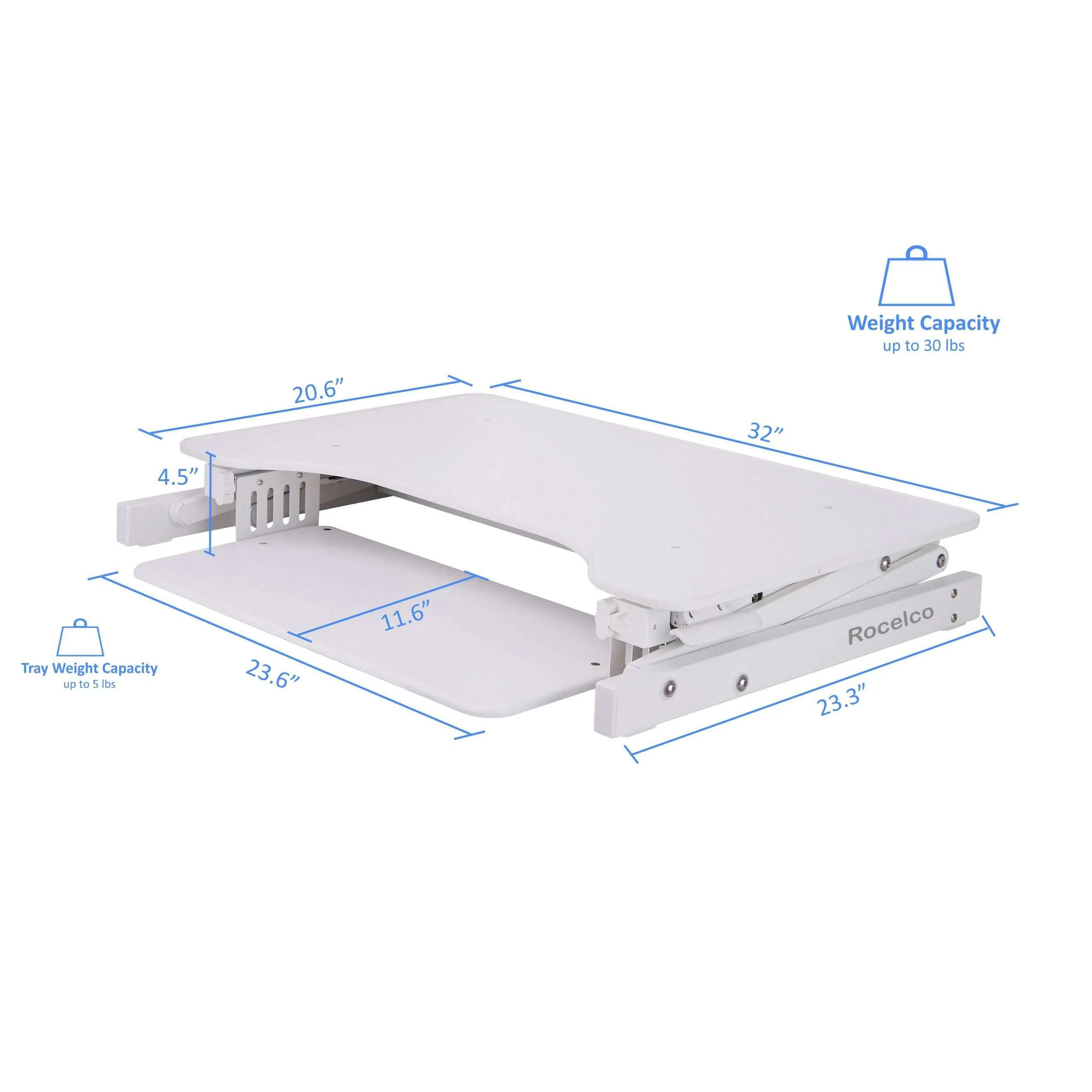 Lorell/Rocelco 32” Height-Adjustable  Dual-Monitor Standing Desk Converter, Gas Spring, Large Keyboard Tray, R ADRW/R ADRG/R ADRB