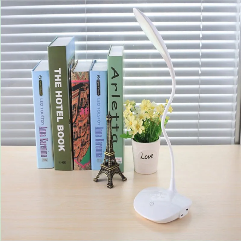 Simple Style LED Desk Lamp with Touch-Sensitive Silicone Hose - Ideal for Study and Reading