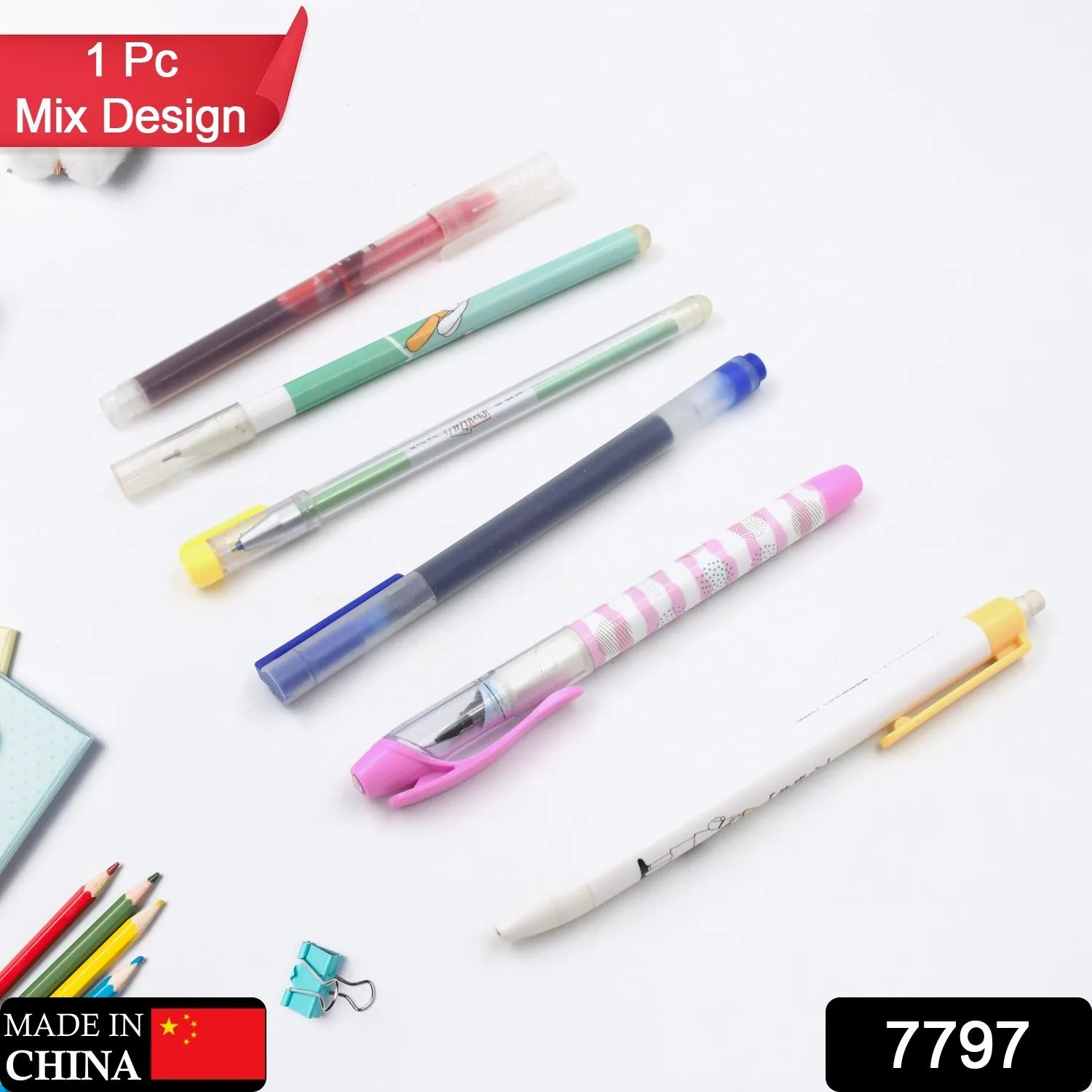 Smooth Writing Pen & Pencil Superior Writing Experience Professional Sturdy Ball Pen For School And Office Stationery ( Mix Design & Color 1 Pc)