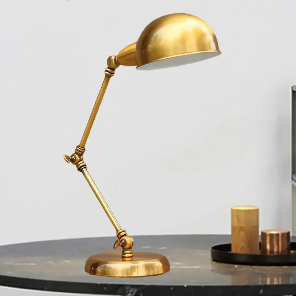 Vintage Loft Metallic Adjustable Desk Lamp - Gold Dome Shade for Bedroom