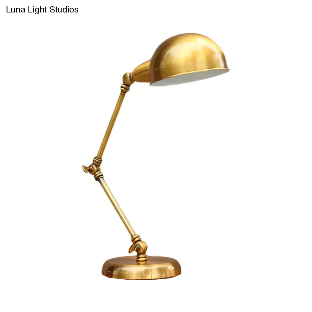 Vintage Loft Metallic Adjustable Desk Lamp - Gold Dome Shade for Bedroom