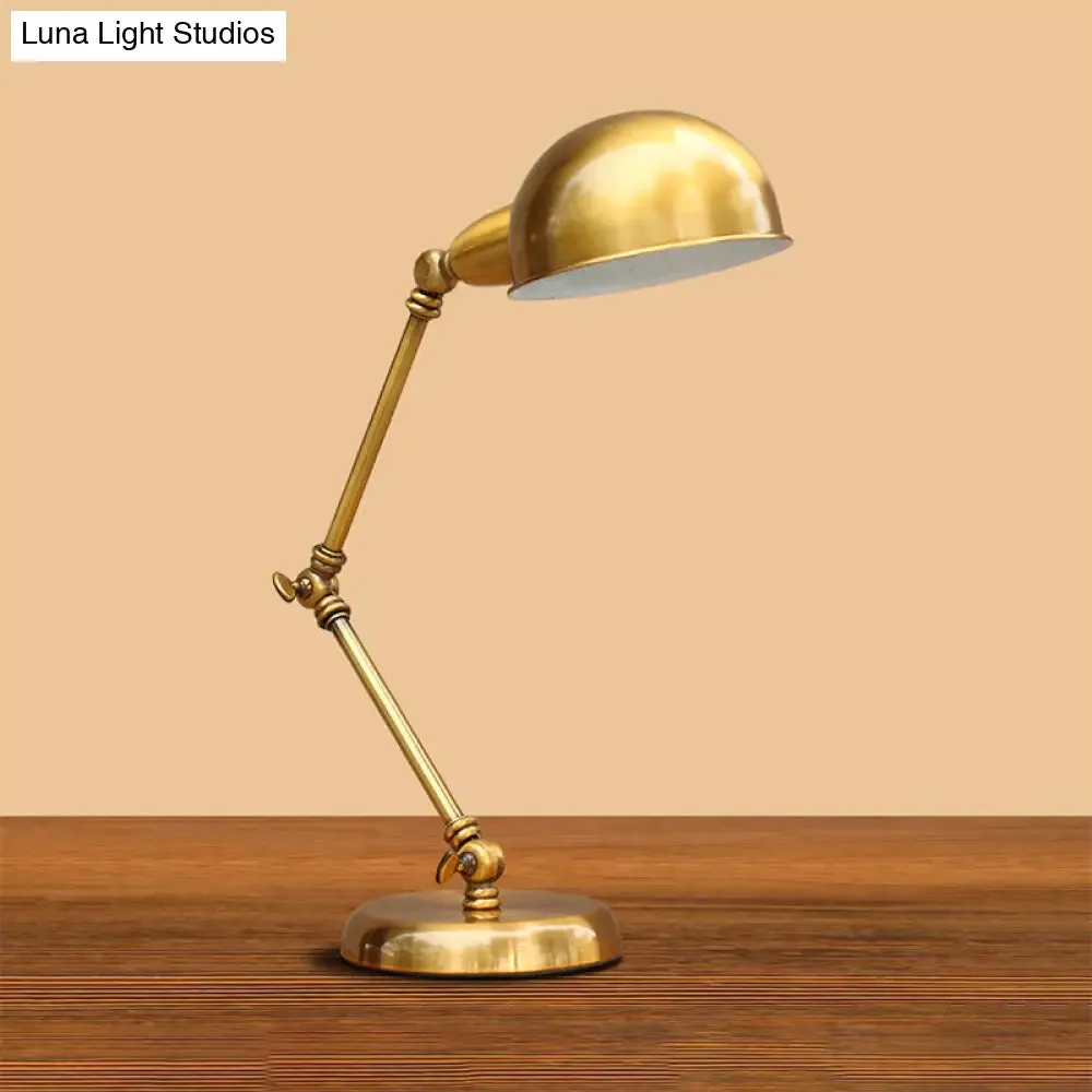 Vintage Loft Metallic Adjustable Desk Lamp - Gold Dome Shade for Bedroom