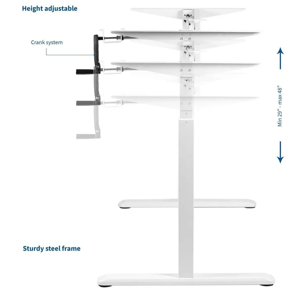 VIVO 40”-80”  Height-Adjustable Standing Desk Frame Crank Ergonomic System, DESK-V101M/V101MW