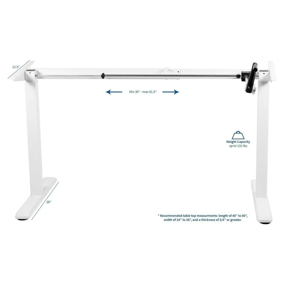 VIVO 40”-80”  Height-Adjustable Standing Desk Frame Crank Ergonomic System, DESK-V101M/V101MW