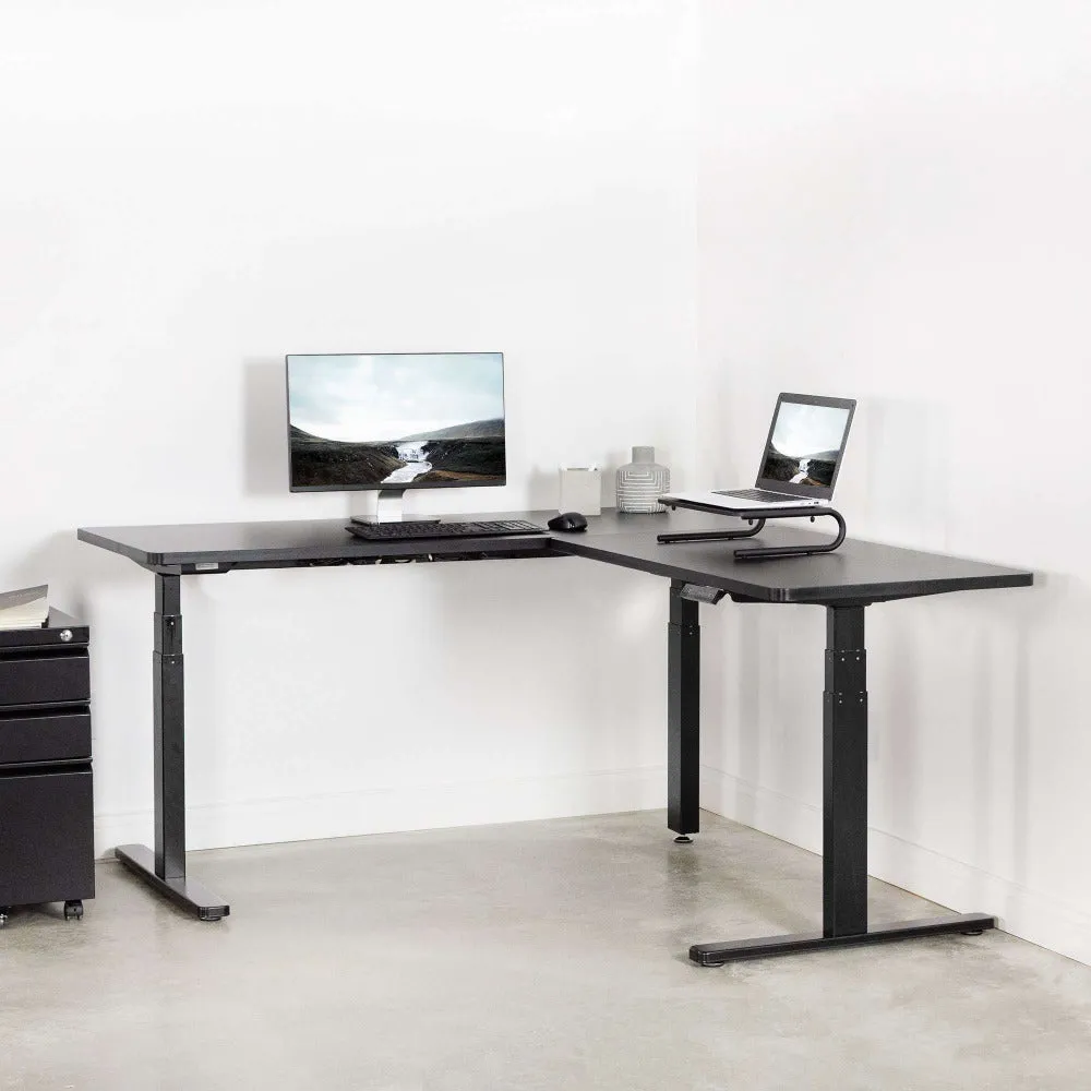 VIVO Black Corner 67" x 60" Electric Height-Adjustable Standing Desk, DESK-KIT-3E6B