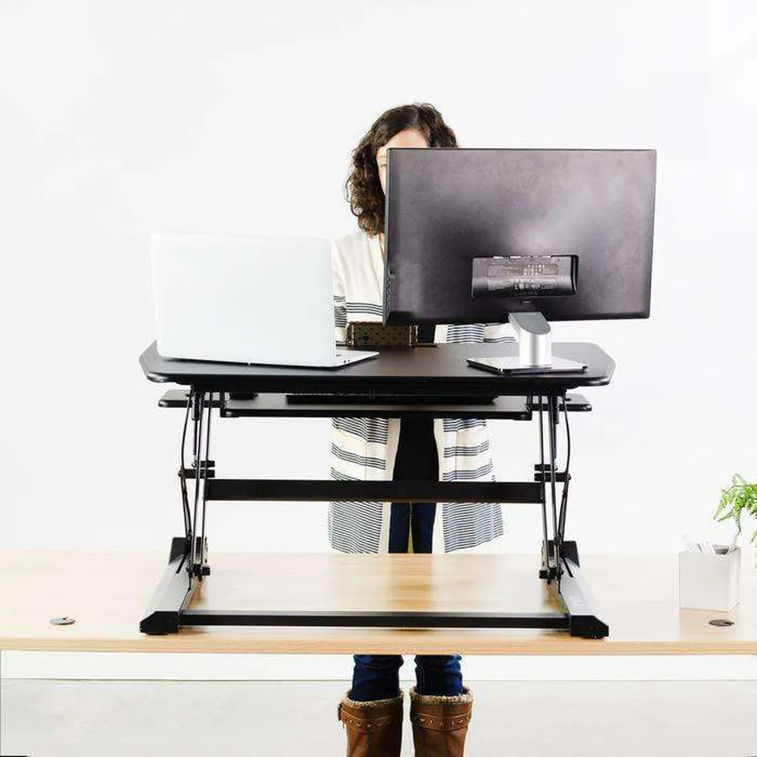 VIVO Black Deluxe Standing Desk Monitor Riser, DESK-V000DB