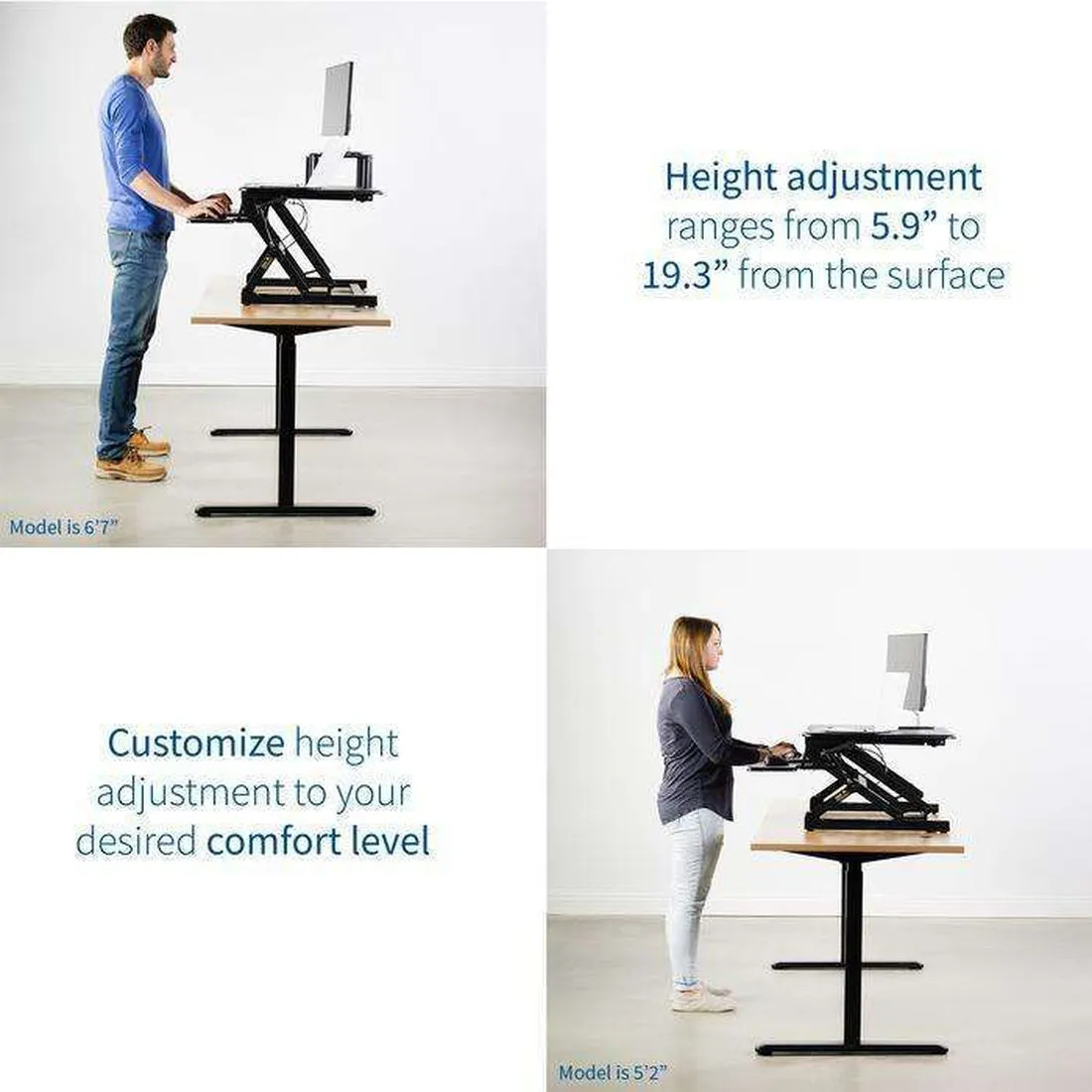 VIVO Black Deluxe Standing Desk Monitor Riser, DESK-V000DB