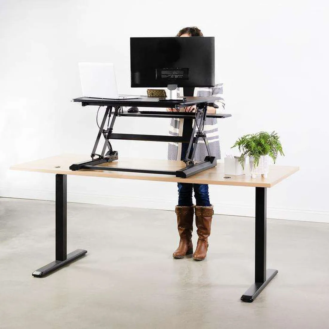 VIVO Black Deluxe Standing Desk Monitor Riser, DESK-V000DB