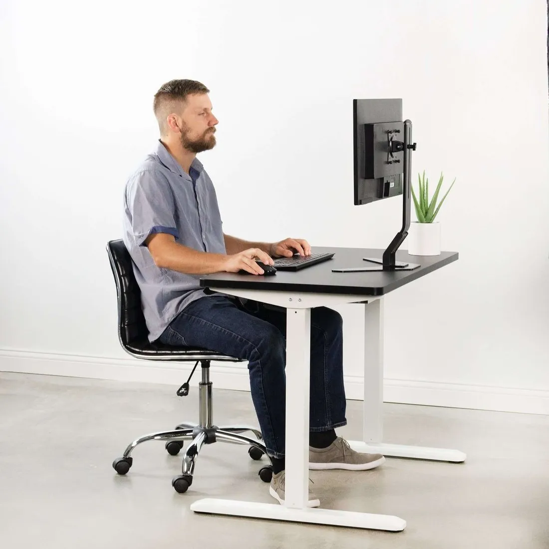 VIVO Black Electric Height-Adjustable Standing Desk Frame Base, DESK-V101EB, DESK-V101EW