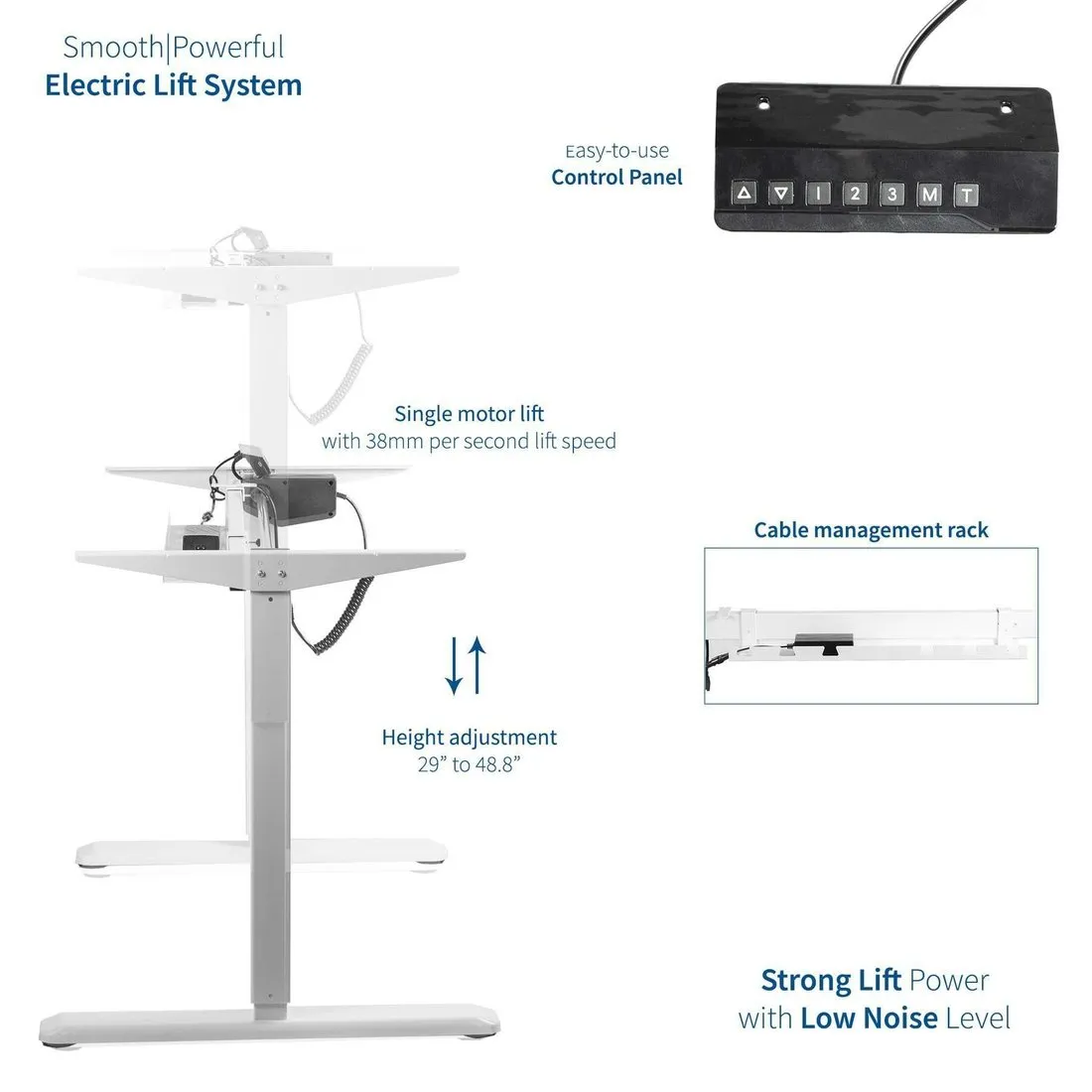 VIVO Black Electric Height-Adjustable Standing Desk Frame Base, DESK-V101EB, DESK-V101EW