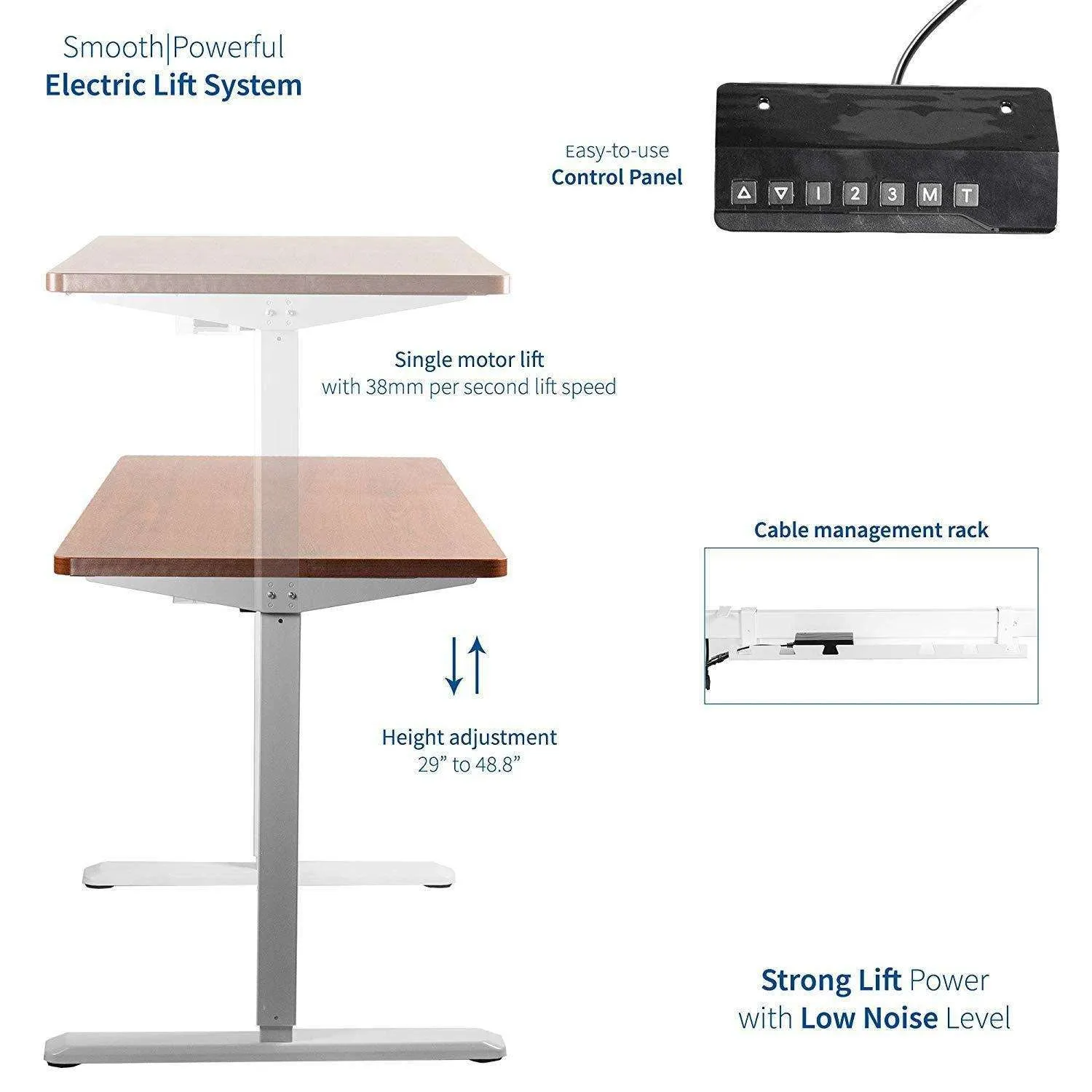 VIVO DESK-KIT-1W4D Electric 43” x 24” Standing Desk, Dark Walnut TableTop, White Frame