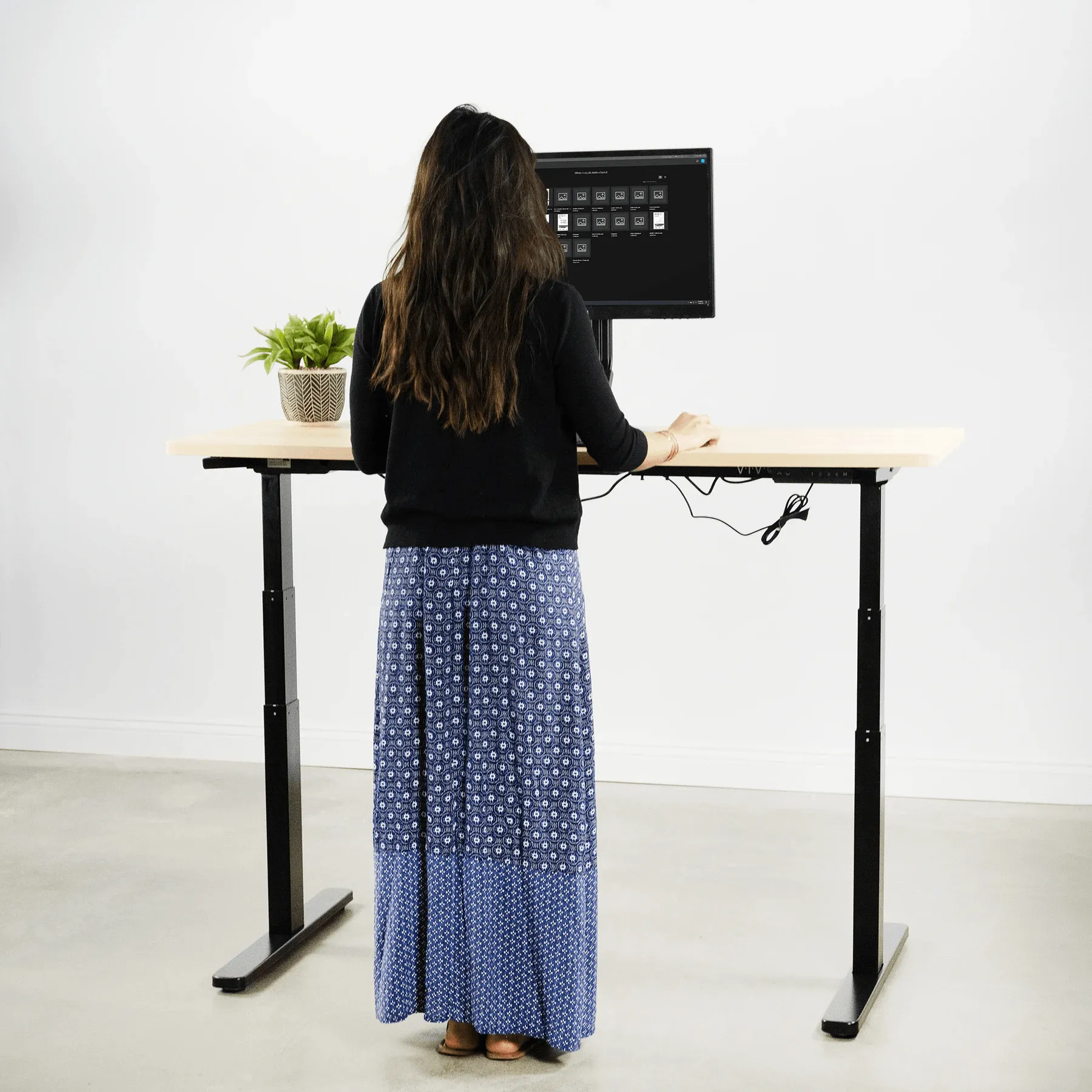 VIVO Electric 43" to 74"Long Height-Adjustable Standing Desk Frame, DESK-V120EB/V120EW