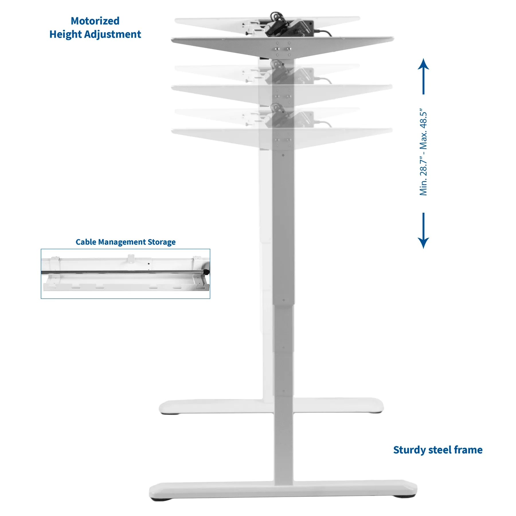 VIVO Electric Height-Adjustable StandUp Desk Frame Single Motor, DESK-V102EW/DESK-V102E