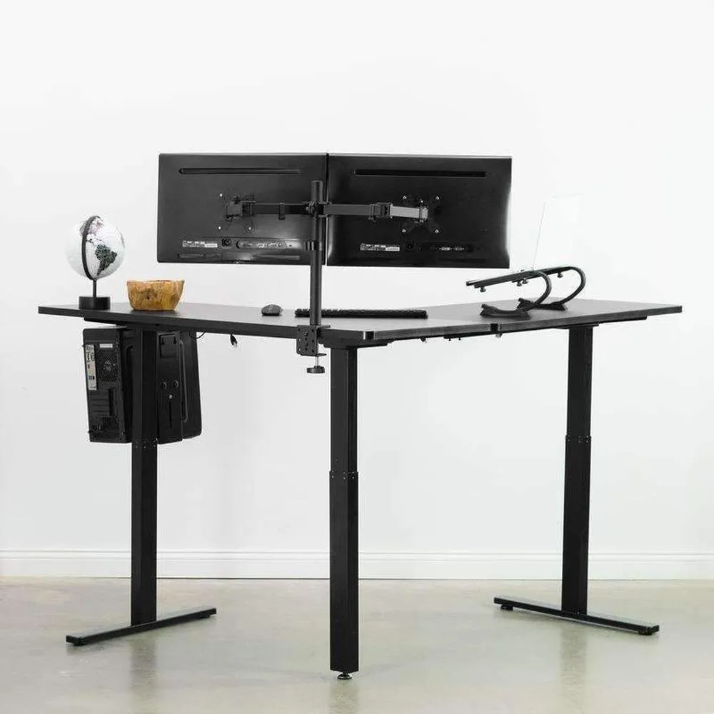 VIVO Electric Sit-Stand Corner Height-Adjustable L-Desk Frame, DESK-V123EB/V123EW