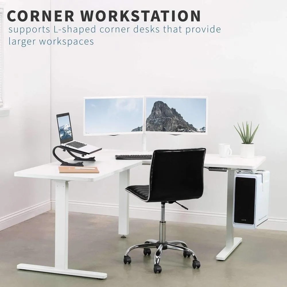 VIVO Electric Sit-Stand Corner Height-Adjustable L-Desk Frame, DESK-V123EB/V123EW