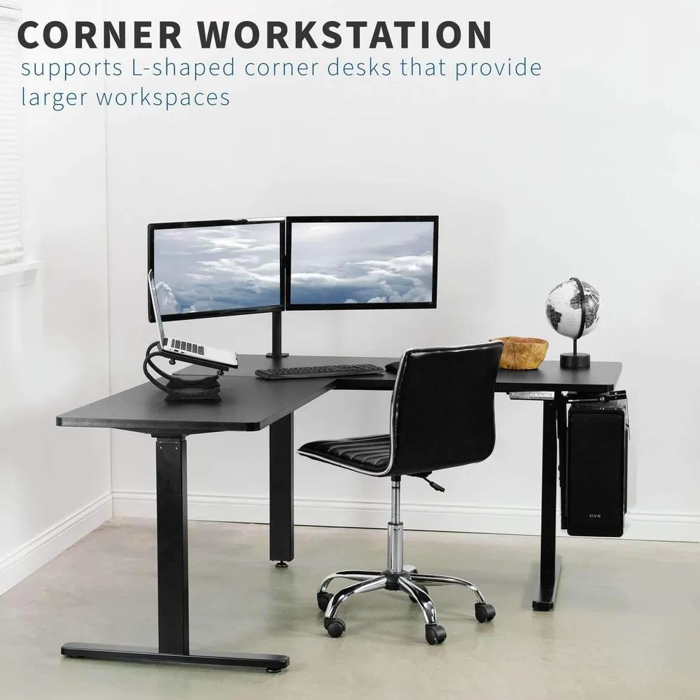 VIVO Electric Sit-Stand Corner Height-Adjustable L-Desk Frame, DESK-V123EB/V123EW