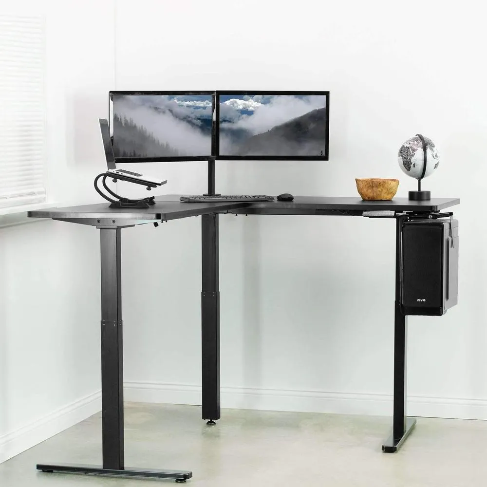 VIVO Electric Sit-Stand Corner Height-Adjustable L-Desk Frame, DESK-V123EB/V123EW