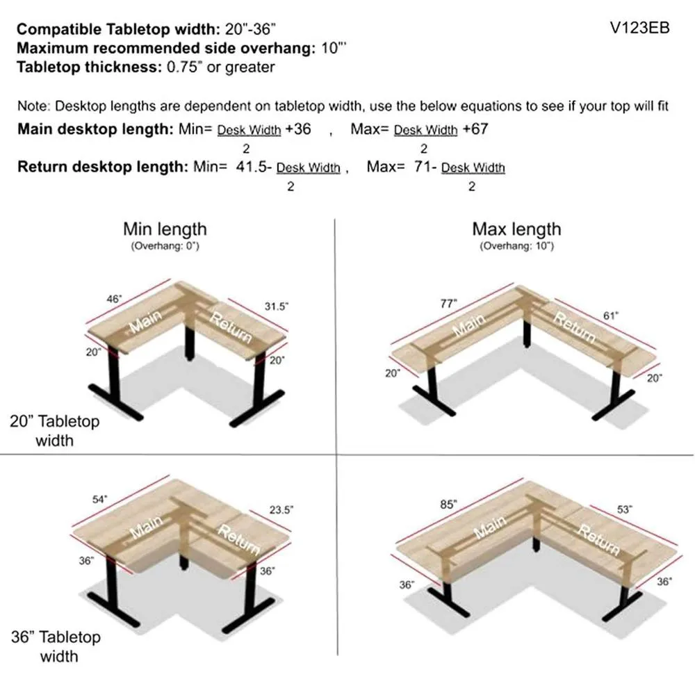 VIVO Electric Sit-Stand Corner Height-Adjustable L-Desk Frame, DESK-V123EB/V123EW