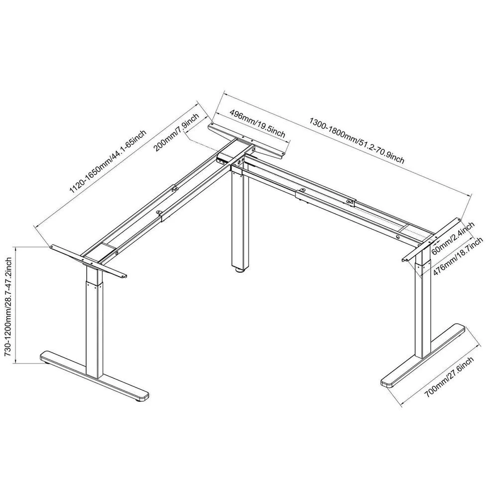 VIVO Electric Sit-Stand Corner Height-Adjustable L-Desk Frame, DESK-V123EB/V123EW