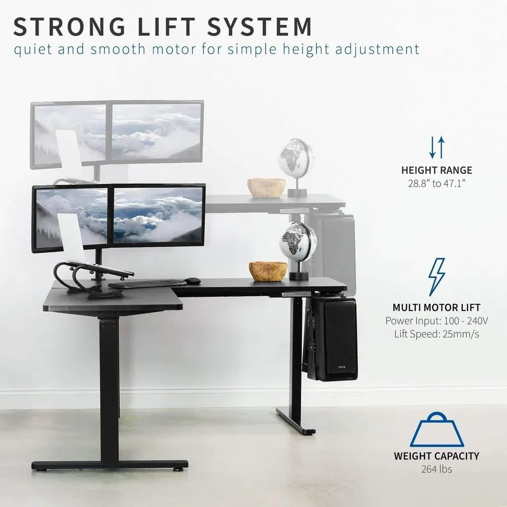 VIVO Electric Sit-Stand Corner Height-Adjustable L-Desk Frame, DESK-V123EB/V123EW