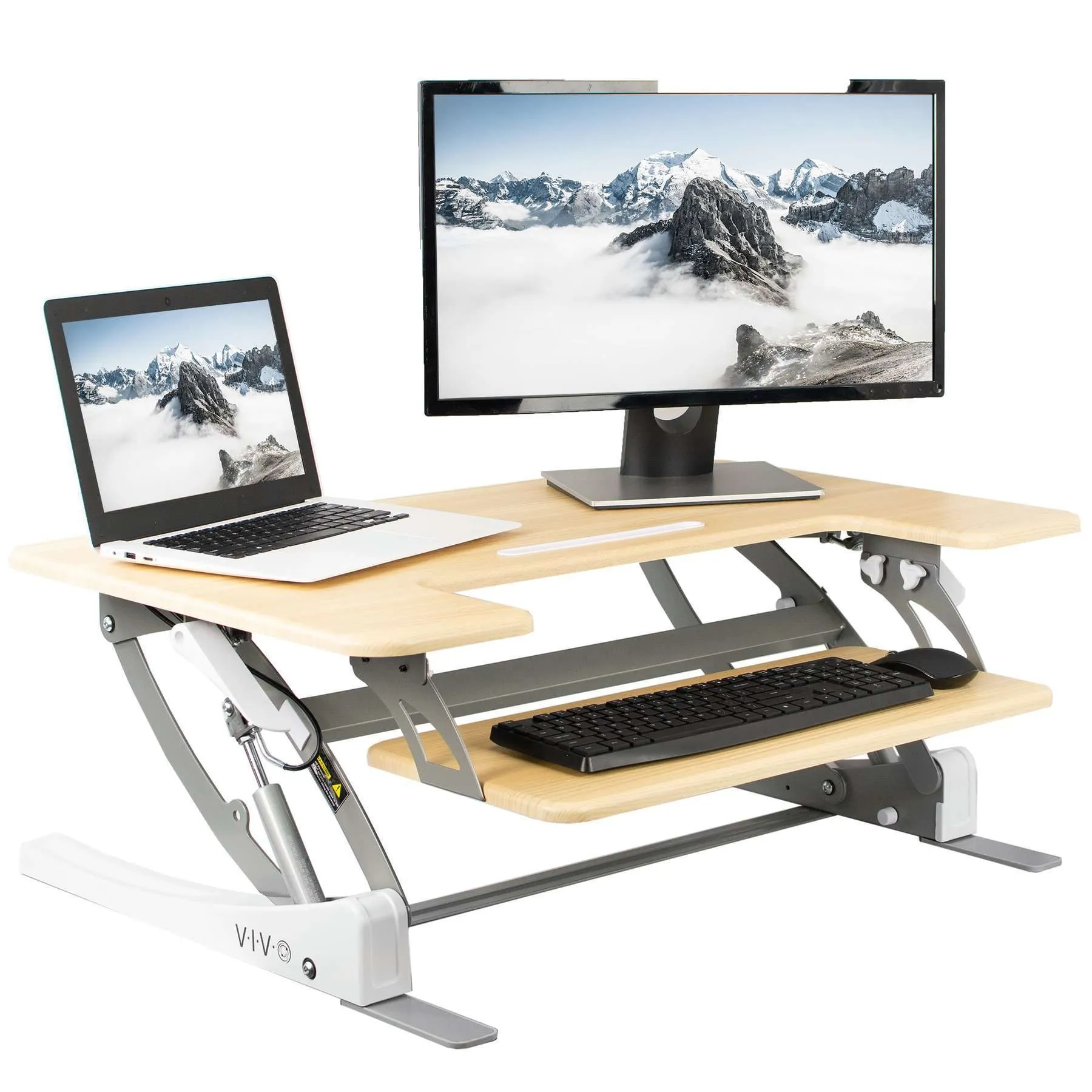 VIVO Light Wood / White 36" Desk Riser,  DESK-V000VA