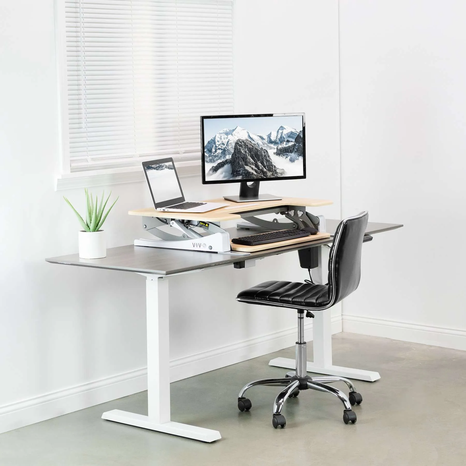 VIVO Light Wood / White 36" Desk Riser,  DESK-V000VA