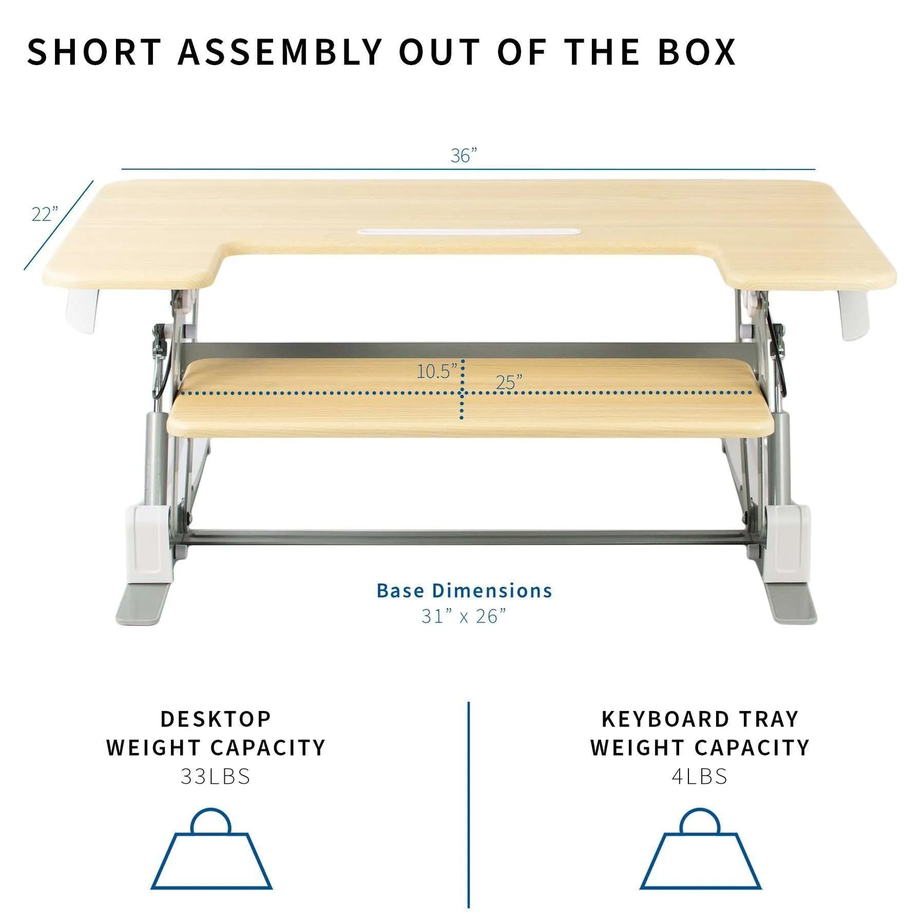 VIVO Light Wood / White 36" Desk Riser,  DESK-V000VA